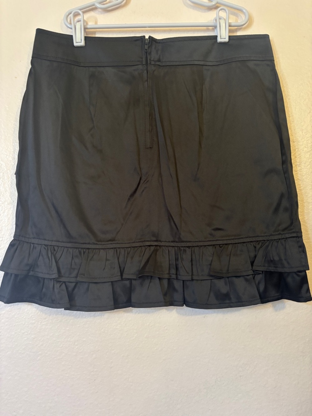 Have & Have Black Faux Leather Asymmetrical Ruffle Mini Skirt Size M Y2K Goth